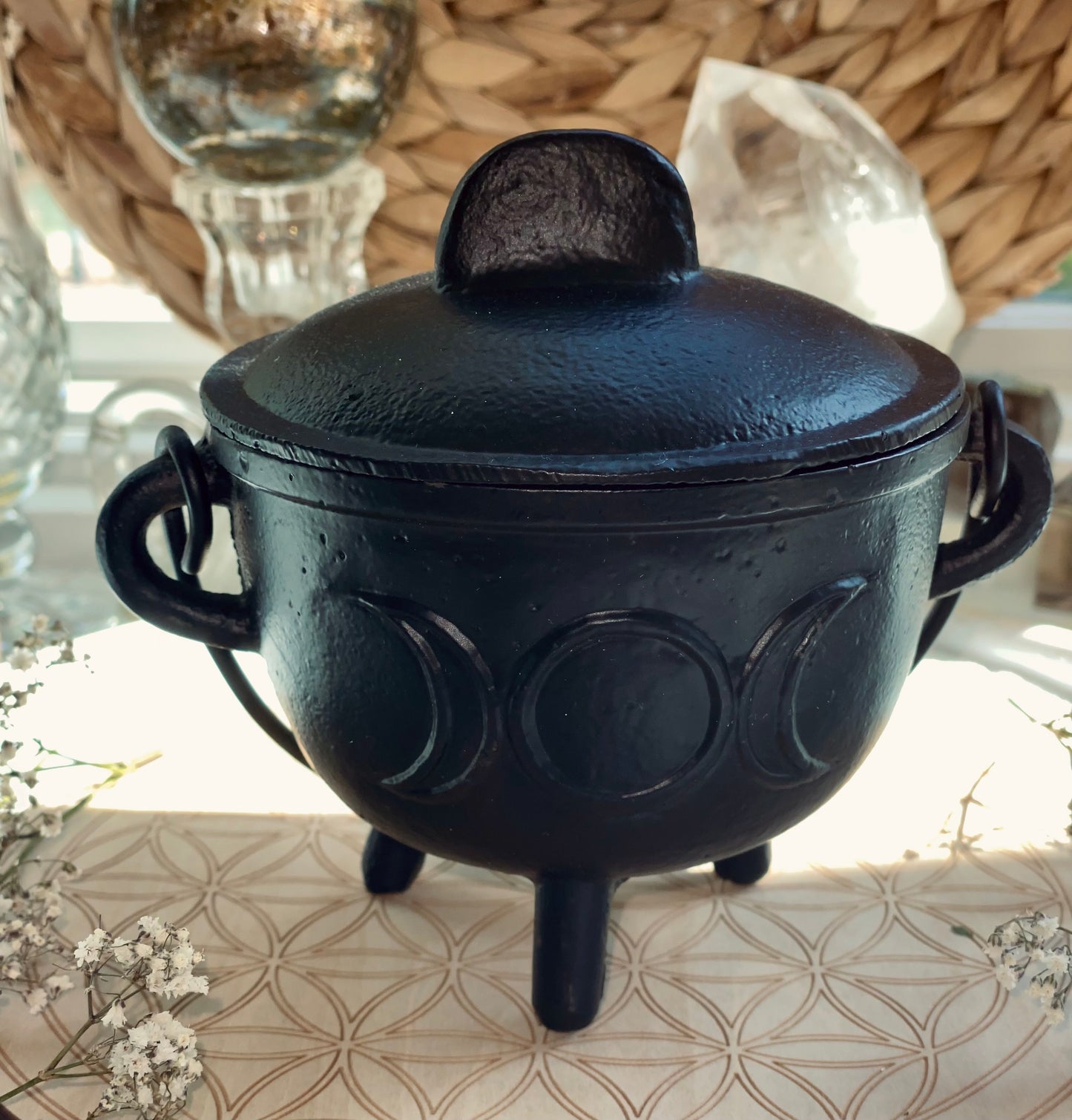 Large Triple Moon Cast Iron Cauldron
