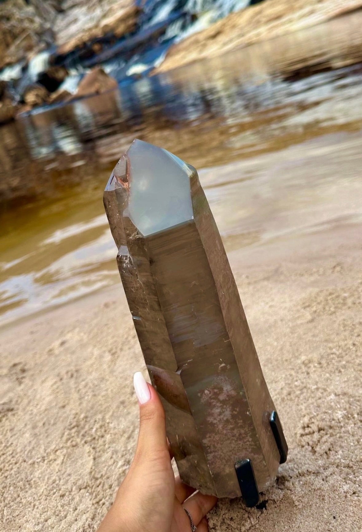 Collector Statement Smoky Lemurian with green and pink lithium