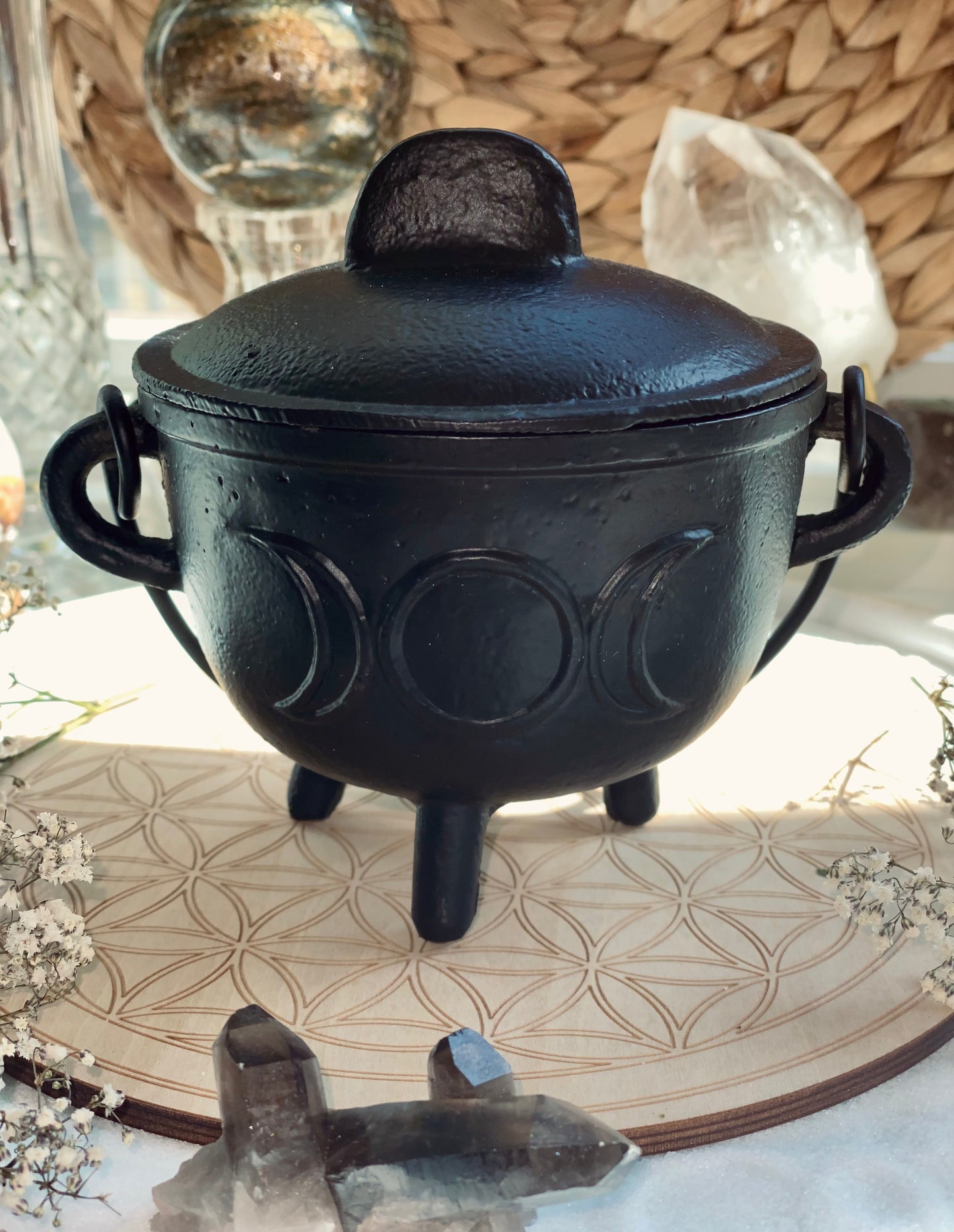 Large Triple Moon Cast Iron Cauldron